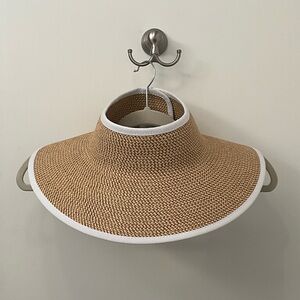 Eric Javits Beige Sun Visor with White Edge